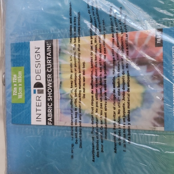 iDesign Shower Curtain in Tie Dye of Rainbow Colors Size 72" by 72" - Picture 2 of 3